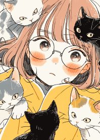 Cute girl and cats 6