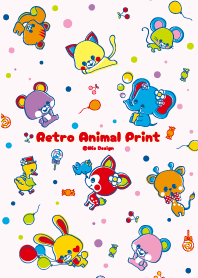 Retro Kawaii Animal print -pink-