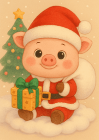 ลูกหมูซานต้าบนก้อนเมฆ