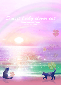 運気上昇 Sunset lucky clover cat