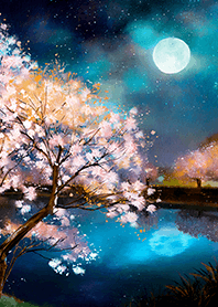 Beautiful night cherry blossoms#1033