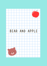 BEAR AND APPLE GRAPH PAPER-BLUE GREEN