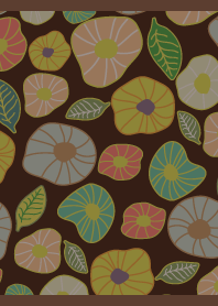 Hand drawn flowers on brown