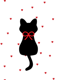 Black cat and cute mini heart