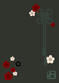 日本傳統圖案03 (梅花) + 暗青苔色