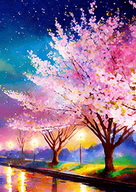 Beautiful night cherry blossoms#956