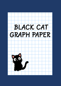 BLACK CAT GRAPH PAPER/NAVY BLUE