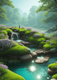 A quiet stream in the forest C68783