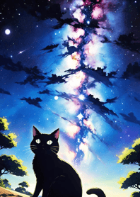 Night Moon Star Cat c5Ab49