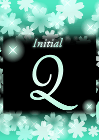 Q-Initial-Flower-Mint blue&black