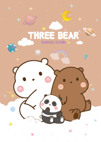 หมีสามตัว สายไหม สีน้ำตาล