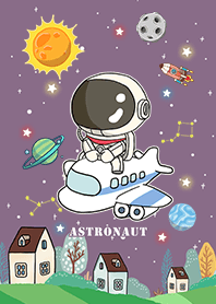 Cute Astronaut/Travel by Plane/purple