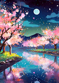 Beautiful night cherry blossoms#823