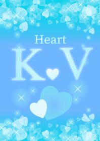 K&Vイニシャル運気UP!幸せのハート青ブルー