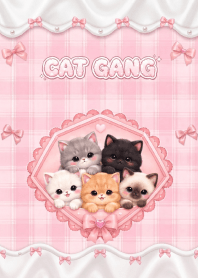 Cute Cat Gang In Pink Background