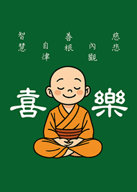 可愛小沙彌來祝福(森林綠色)