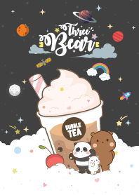 หมีสามตัว ชาไข่มุก สีดำ