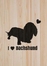 I Love Dachshund Wood Style 2