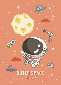 浩瀚宇宙 可愛寶貝太空人 滿月 橘色2