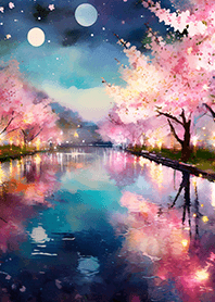 Beautiful night cherry blossoms#893
