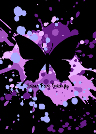 スプラッシュ・ペイント・蝶（紫×黒）
