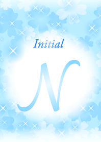 N-Initial-Flower-Light blue