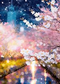 Beautiful night cherry blossoms#877