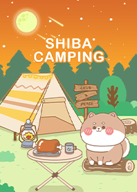 shiba inu- camping/gradient/orange