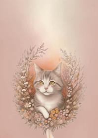 Cat and flowers dZNsL