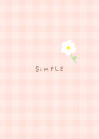 Plaid pattern single white flower28