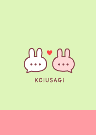 Pair Rabbet&Heart / Peach Pink&Green