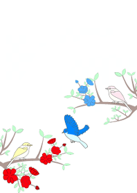 นกและดอกไม้ -2-เวอร์ชันสีขาว
