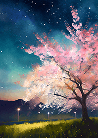 Beautiful night cherry blossoms#1381