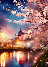 Beautiful night cherry blossoms#825