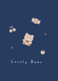 Bear and items(pattern)/navy