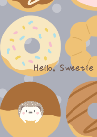 Hedgehog and Donuts gray dot