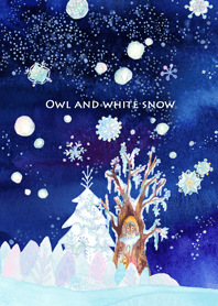 Owl and white snow