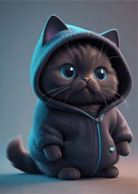black fur cat with blue eyes