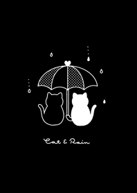 ネコと傘。黒