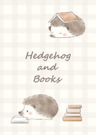 Hedgehog and Book -brown- plaid 2