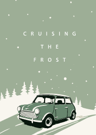 Cruising the Frost - retro mini teal car