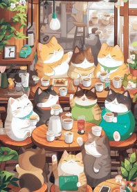 貓咪喝咖啡 2