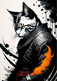 Ink wash cat samurai 5F2e70