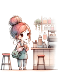 Cute Girl and Coffee V.23