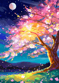 Beautiful night cherry blossoms#1526