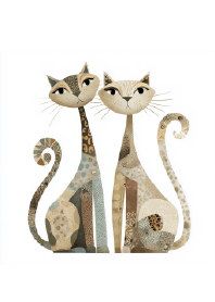 静かなひととき：大地のコラージュ猫