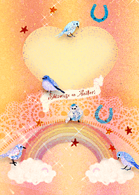 Happy blue bird and rainbow 3