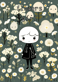 เด็กผู้หญิงน่ารักและดอกไม้