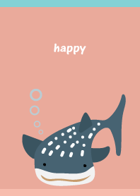 happy whale shark on pink & light blue