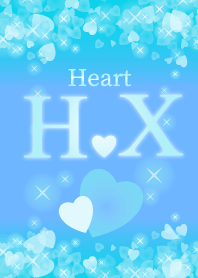 H&Xイニシャル運気UP!幸せのハート青ブルー